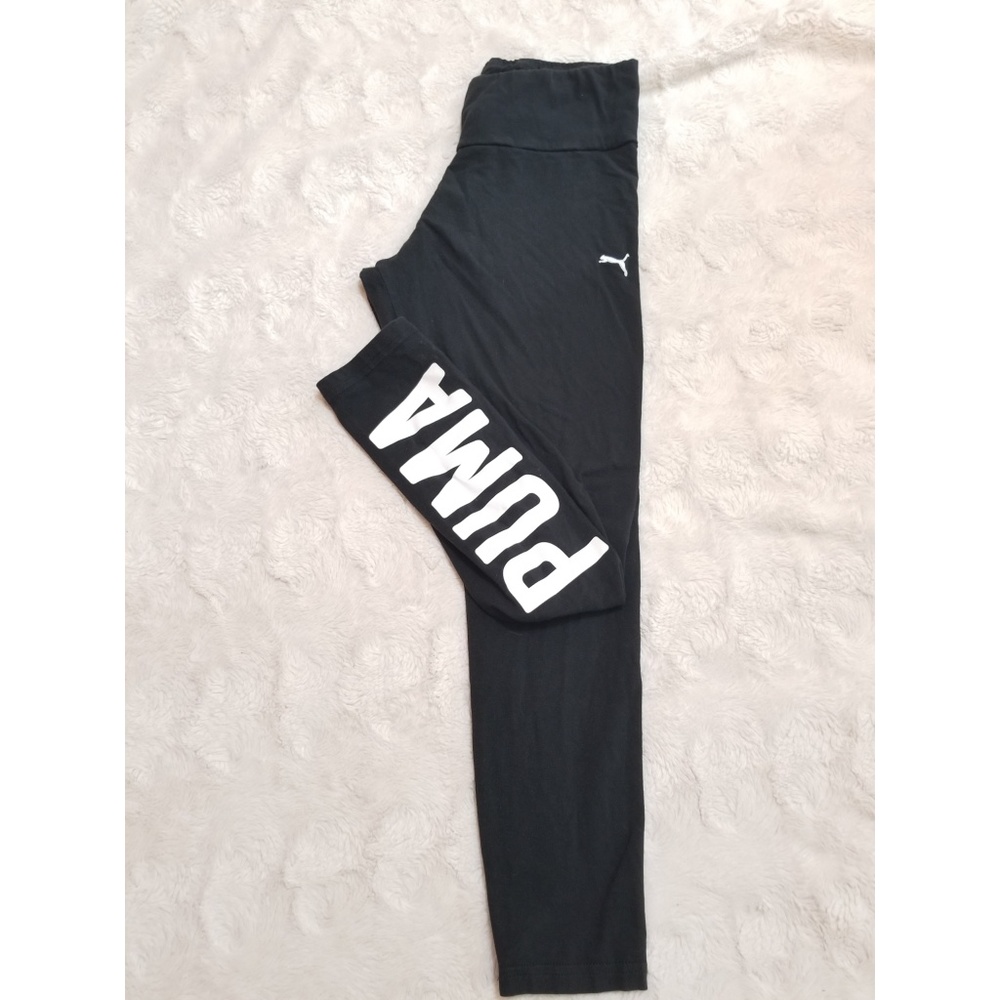 PUMA yoga leggings sz XL black white spellout